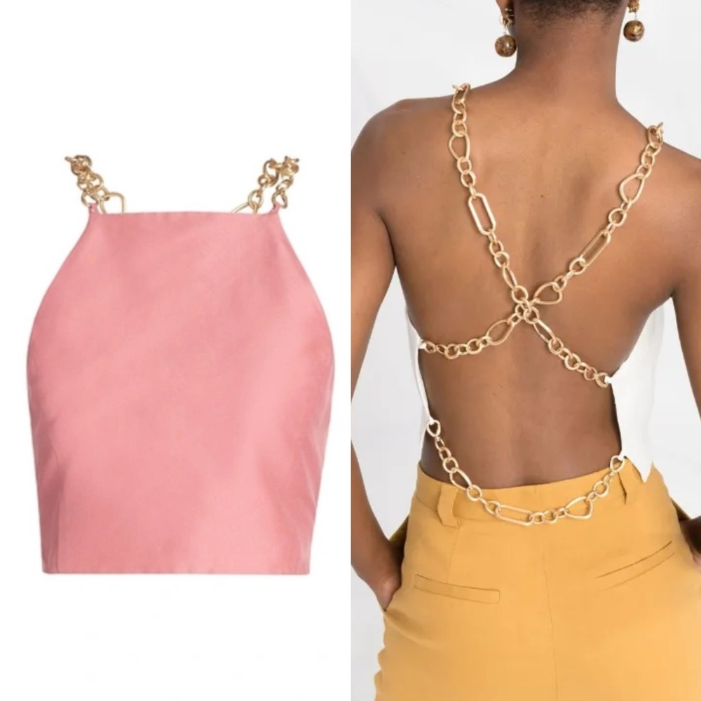 Cult Gaia Joey Chain-strap Top Pink